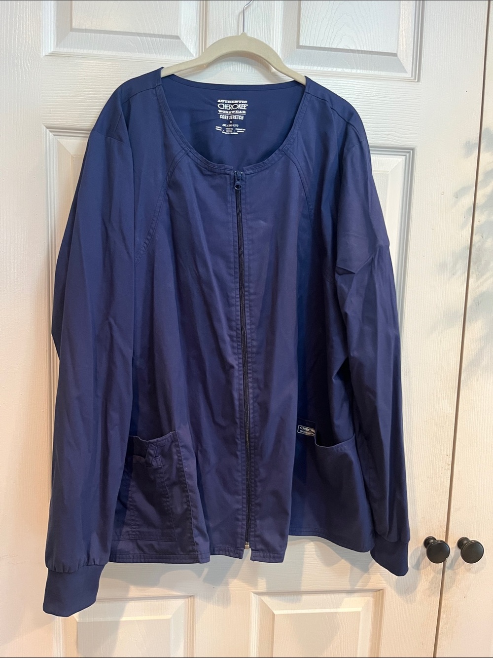 Cherokee Navy Zip Front Scrubs Jacket